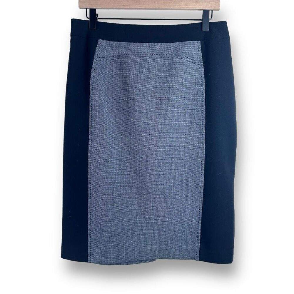 Tribal Women's 8 Colorblock Stretch Pencil Skirt Black Gray Office Career Wear